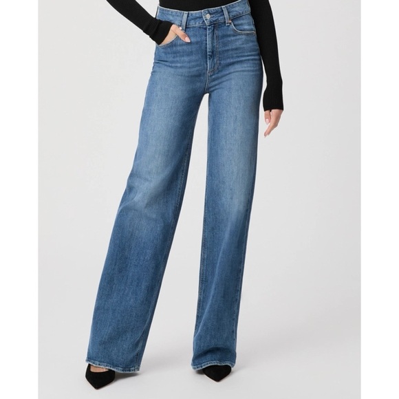 PAIGE Denim - NWT Paige Sasha Wide-Leg Jeans Jewel Button Chance Distressed 28